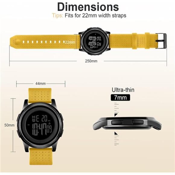 Mens Watch Ultra-Thin Digital Sports Watch Waterproof Stainless Steel Fashion - Picture 3 of 7